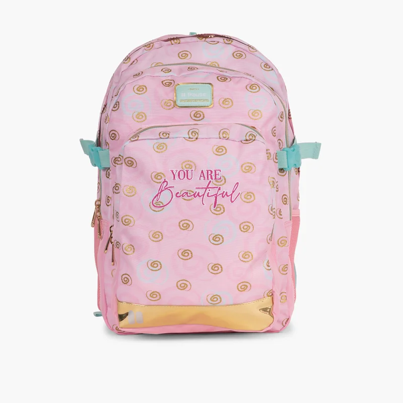 PAUSE 18-inch Logo Detail Backpack with Adjustable Straps and Zip Closure - 27x13x44 cms